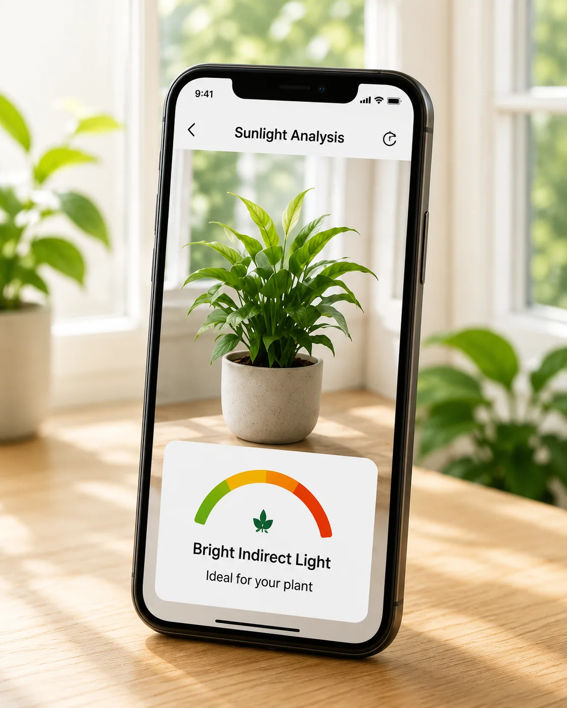 The Arviron app analyzing the light reaching a houseplant