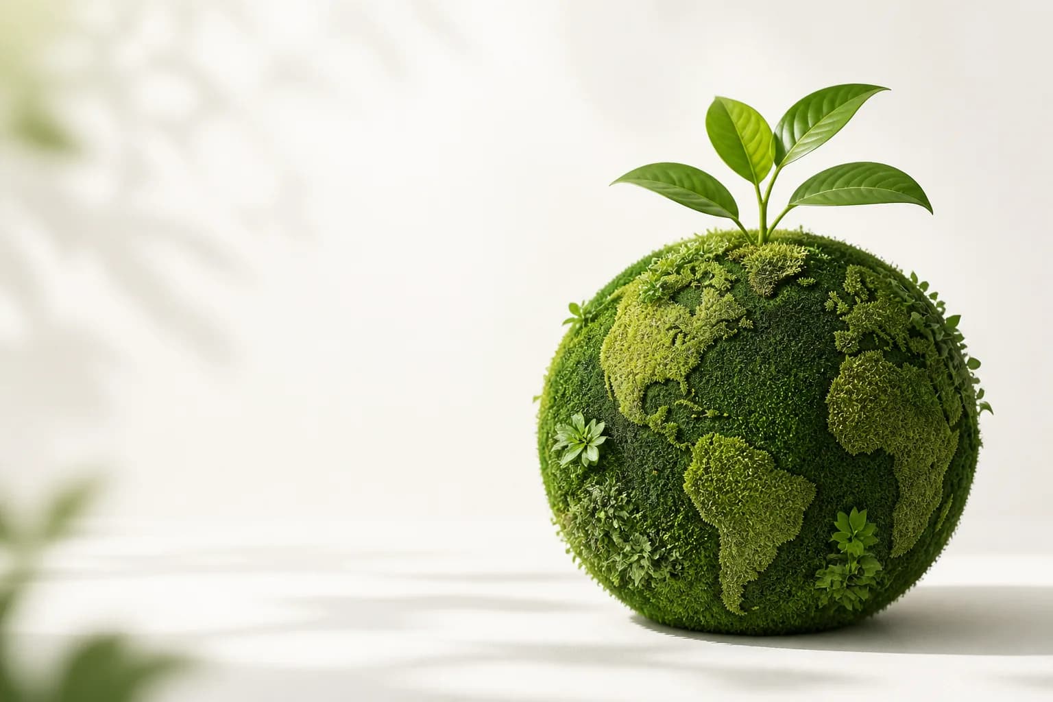 A green globe sprouting a plant